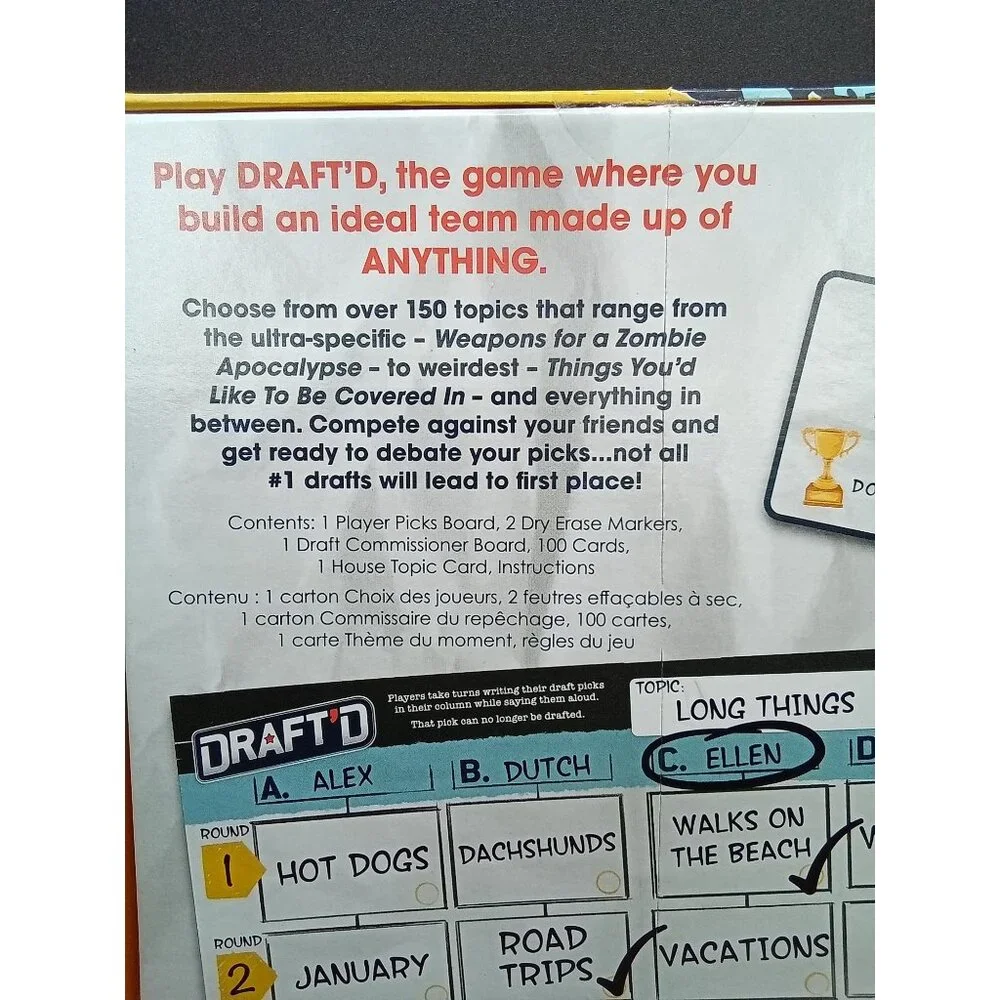 DraftD Board Game  Build An Ideal Team Made Of Anything  14+  English Required